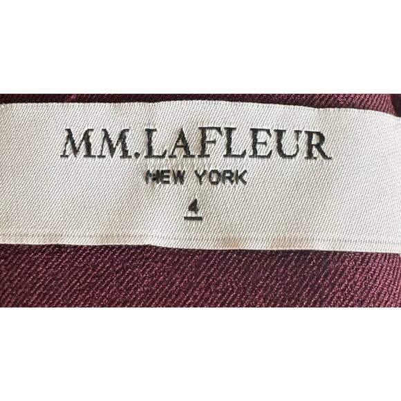 MM.LaFleur Alexandra Sheath Dress - 4 Burgundy V-Neck Minimalist Office Holiday - Picture 3 of 7